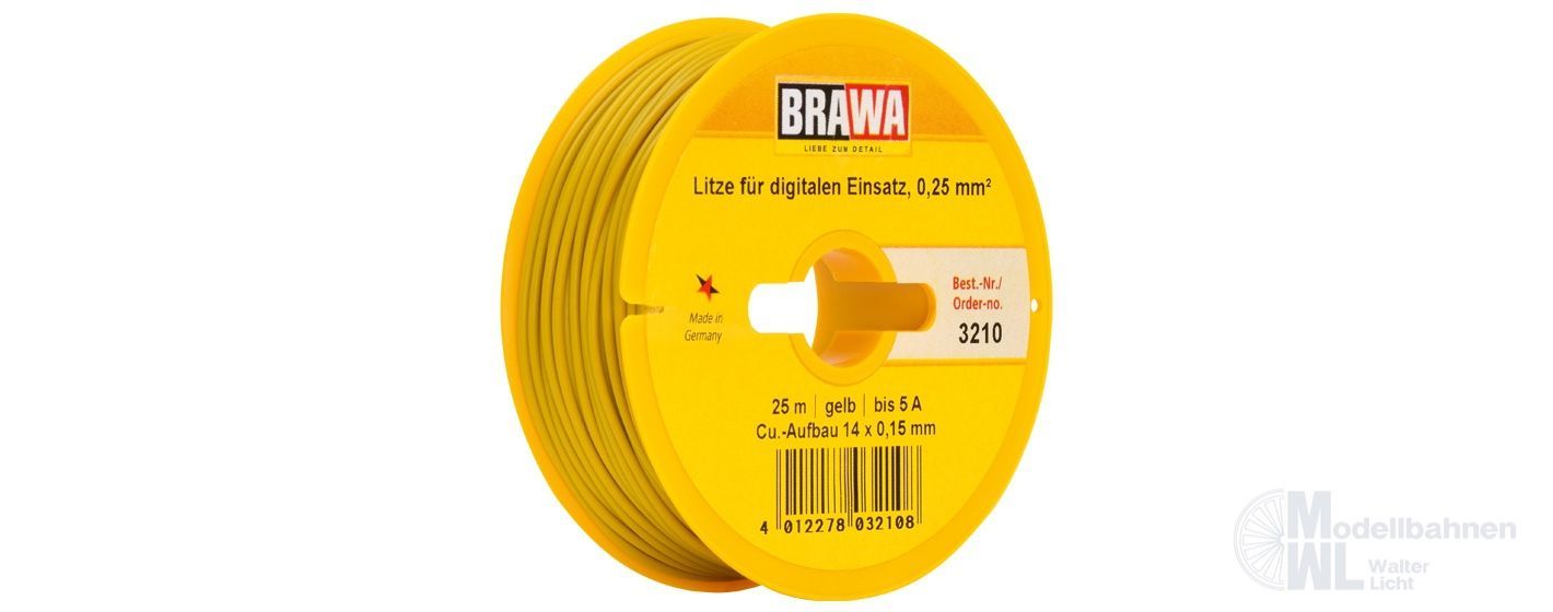 3210 - 3213 Brawa 3210 - Einzelader 0,25 qmm gelb 25 Meter